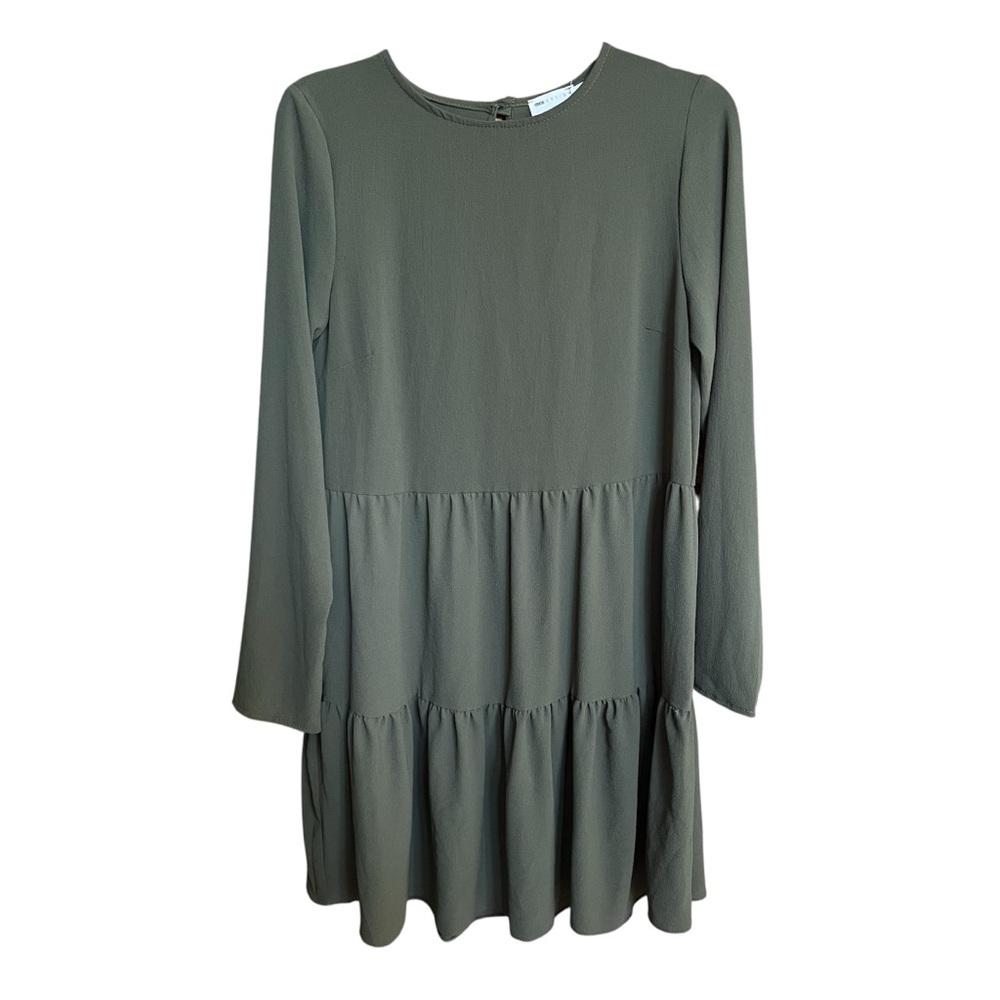 ASOS Design Olive Green Long Sleeve Tiered Dress size 6 Tall